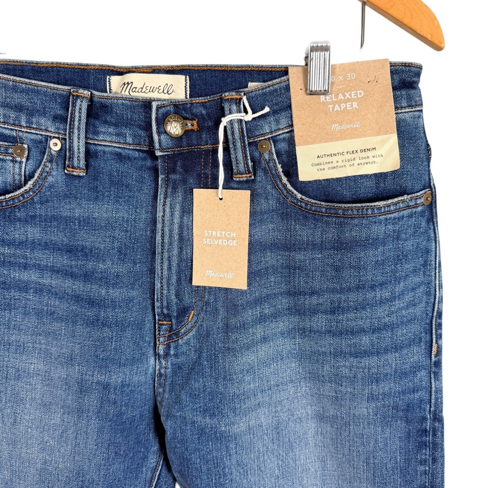 Madewell Relaxed Taper Stretch Selvedge Jeans Mens Actual 30x29 Barrington Wash - Picture 3 of 10
